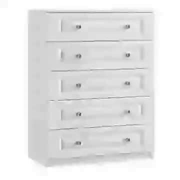 Crystal Knob 5 Drawer Chest White or Cashmere